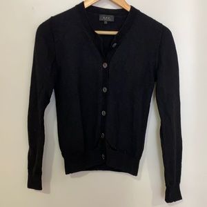 Black wool A.P.C. cardigan sweater S